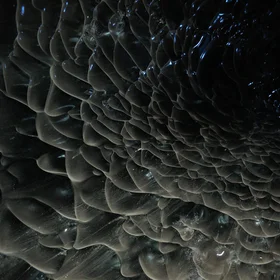 Ice texture in a glacial moulin.