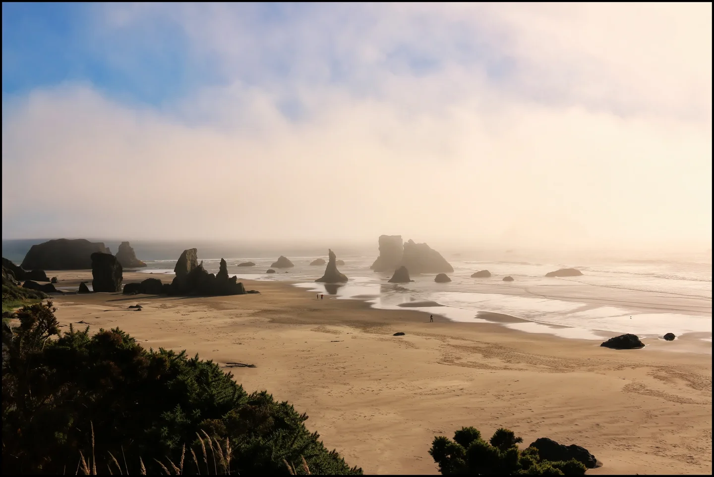 Foggy Bandon beach, Oregon