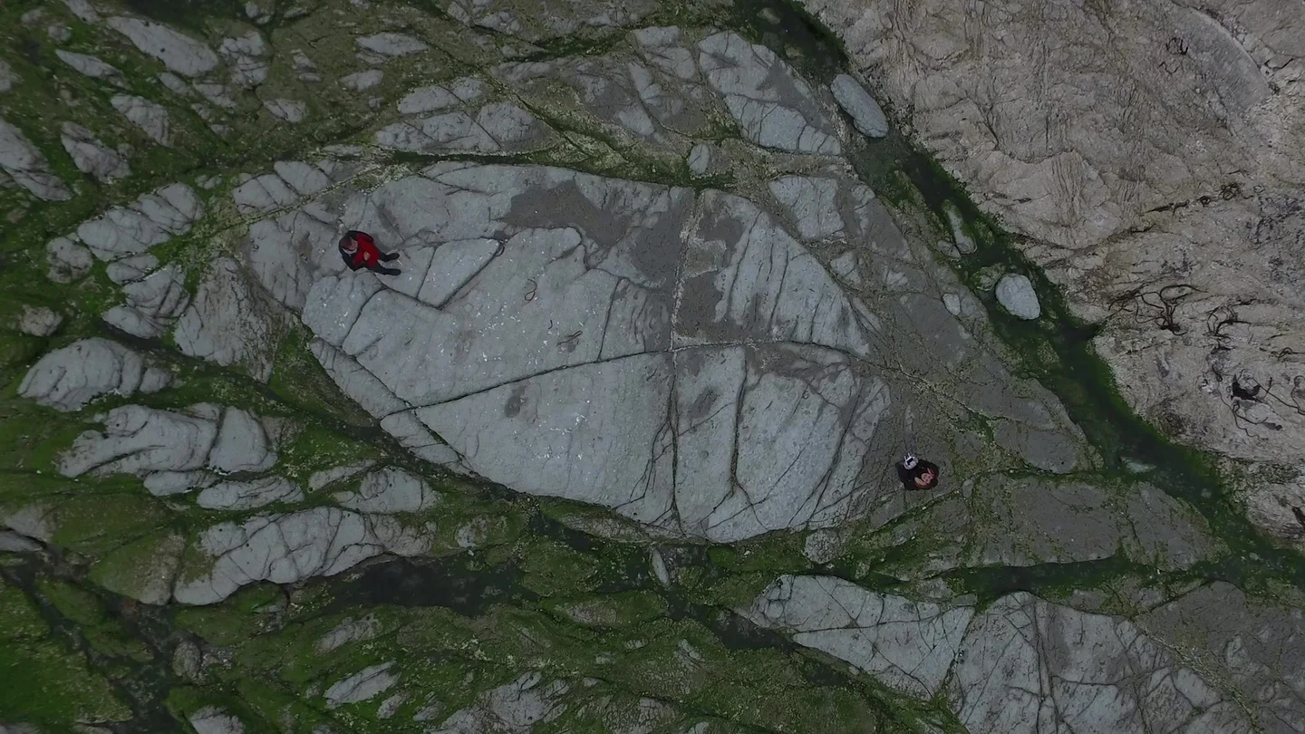 Drone piloting on new, earthquake emerging land