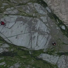 Drone piloting on new, earthquake emerging land
