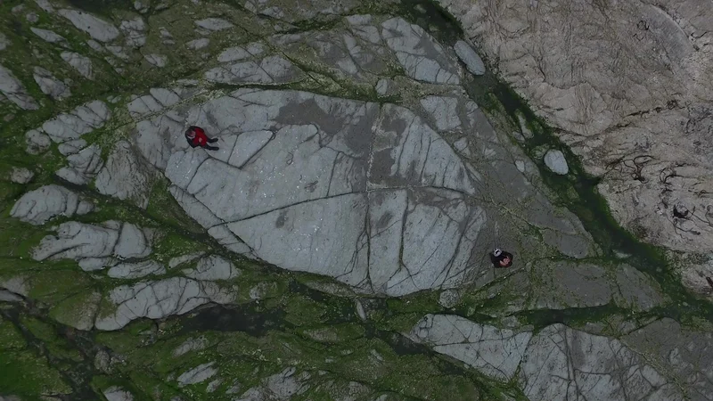 Drone piloting on new, earthquake emerging land