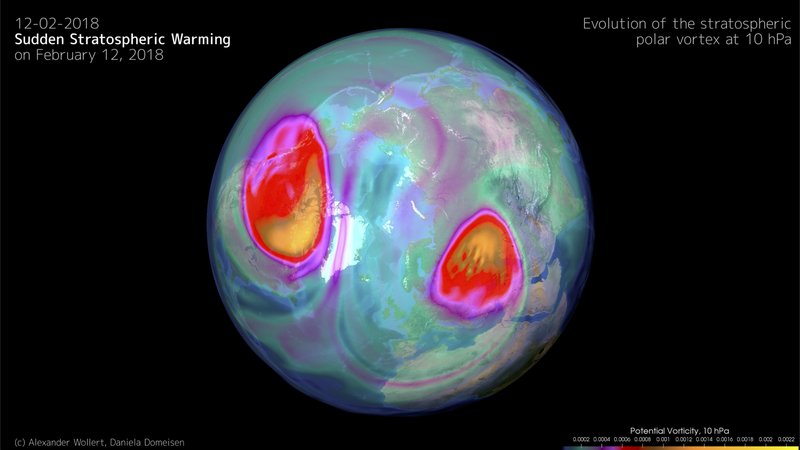The sudden stratospheric warming on February 12, 2018