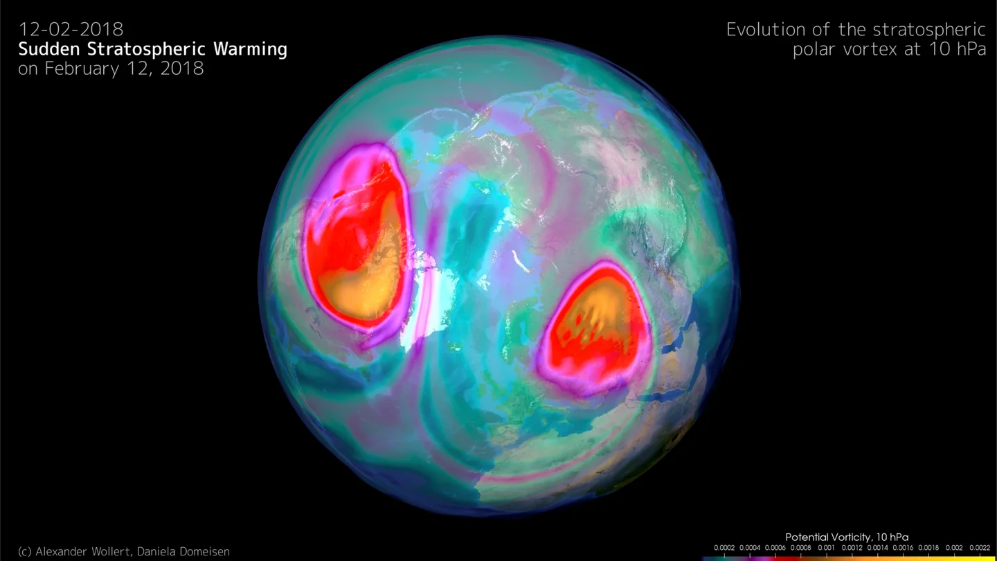 The sudden stratospheric warming on February 12, 2018