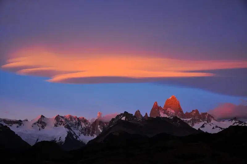 Lenticular Clouds over Fitz Roy at Sunrise