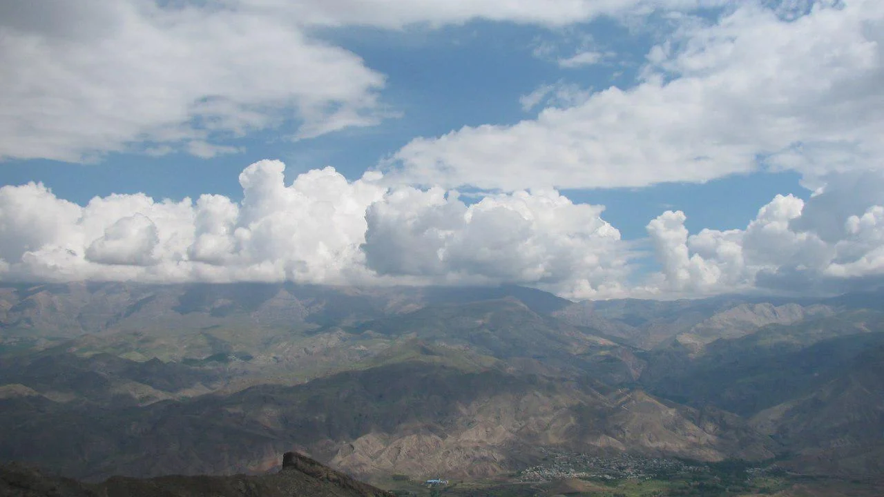 The combination of mountain and cloud in Shah Alborz Mountain Range - Alborz Mountains - Qazvin - Iran