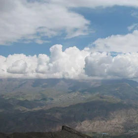 The combination of mountain and cloud in Shah Alborz Mountain Range - Alborz Mountains - Qazvin - Iran
