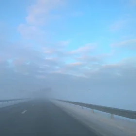 Fog on the road from Rezekne to Riga