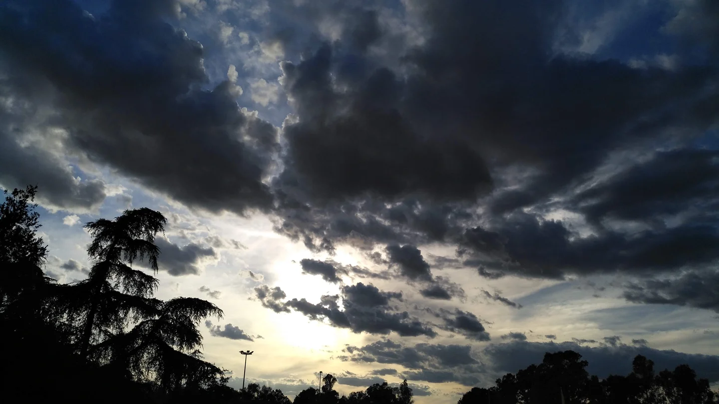 Cloudy sky above school