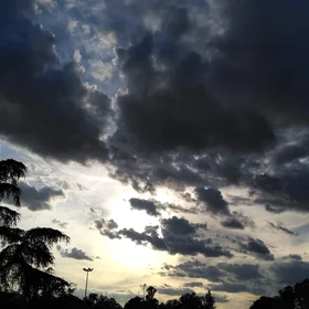 Cloudy sky above school