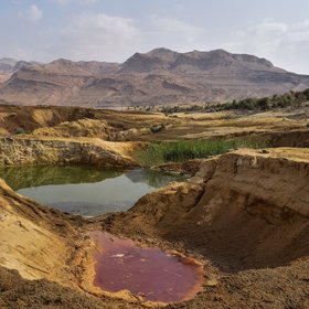 Crazy colours in a cluster of sinkholes at Ghor Al-Haditha