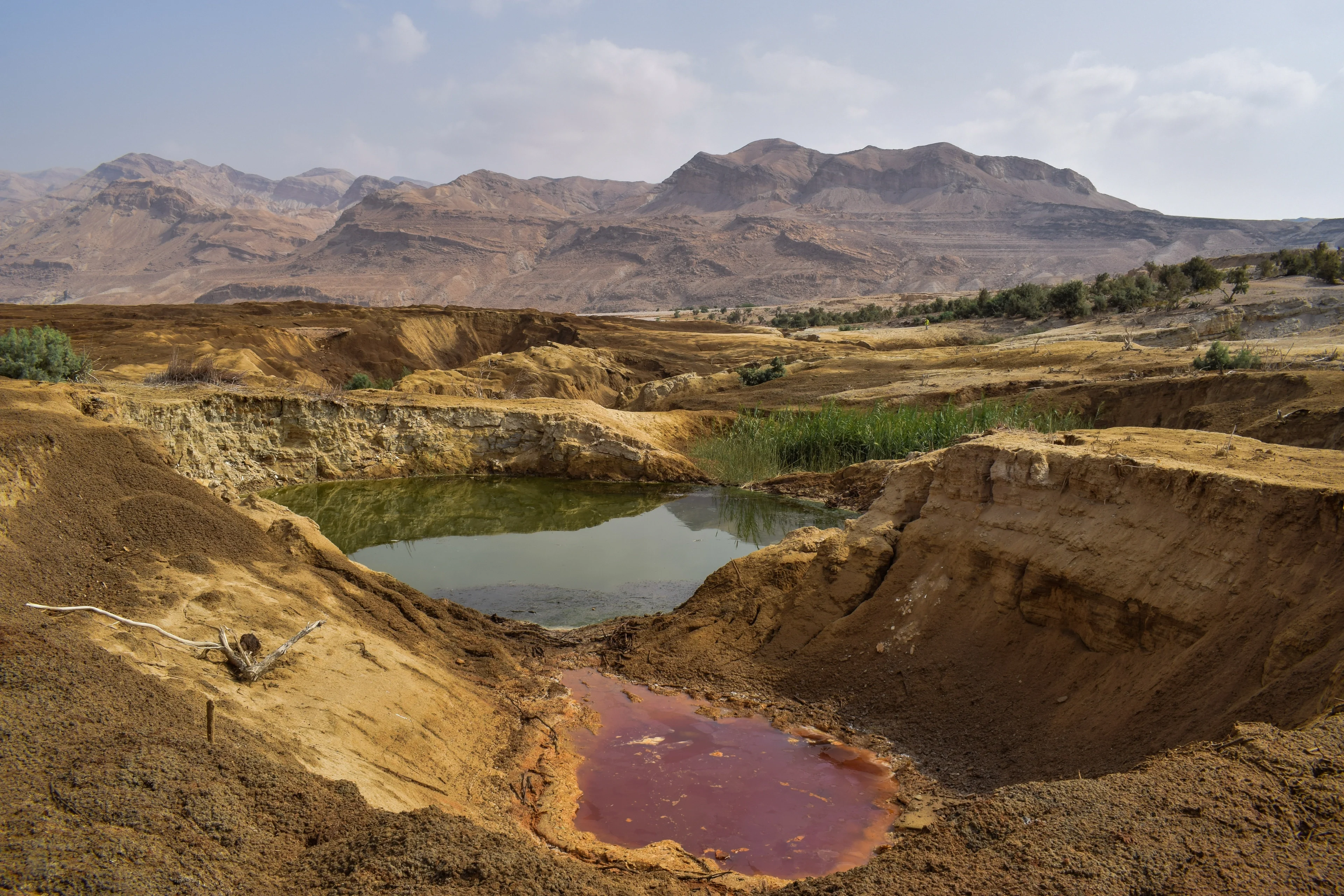 Crazy colours in a cluster of sinkholes at Ghor Al-Haditha
