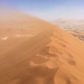 Flying sand in Namib Desert