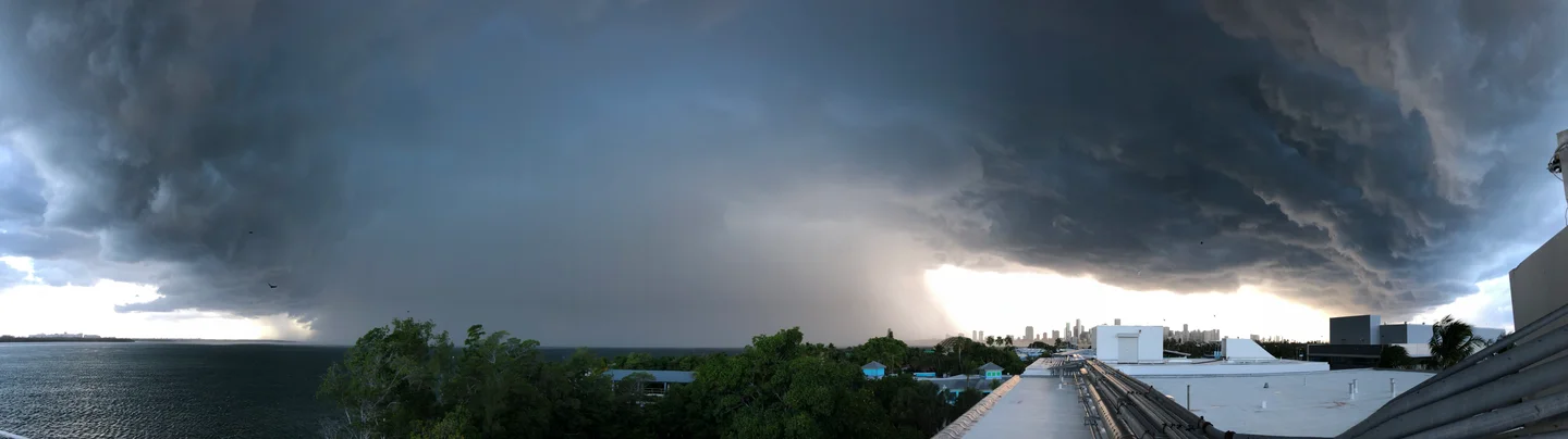 A typical pouring summer afternoon storm over downtown Miami