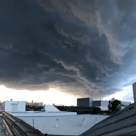 A typical pouring summer afternoon storm over downtown Miami