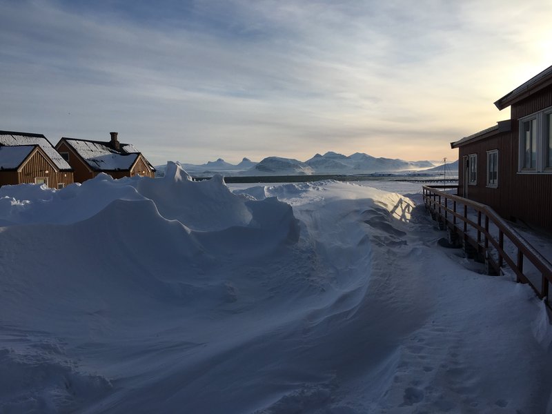 Snow drifts in Ny Alesund, Svalbard