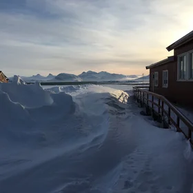 Snow drifts in Ny Alesund, Svalbard