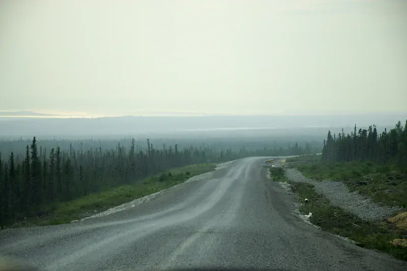Smoky view of the Mackenzie River