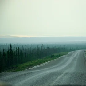 Smoky view of the Mackenzie River