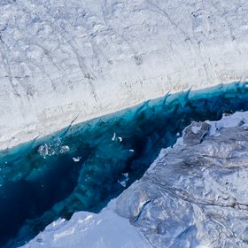 Melt water lake on 79°N Glacier in Greenland