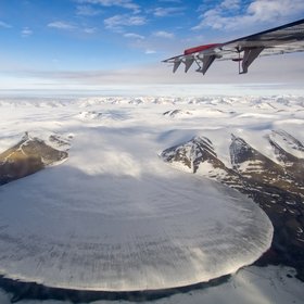Elephant Foot Glacier in Greenland from a Twin Otter perspective