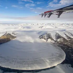 Elephant Foot Glacier in Greenland from a Twin Otter perspective