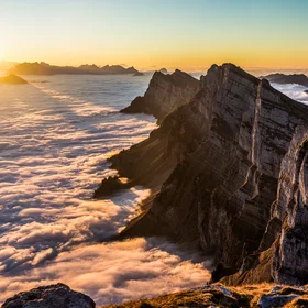 Churfirsten mountain range as seen from Hinterrugg