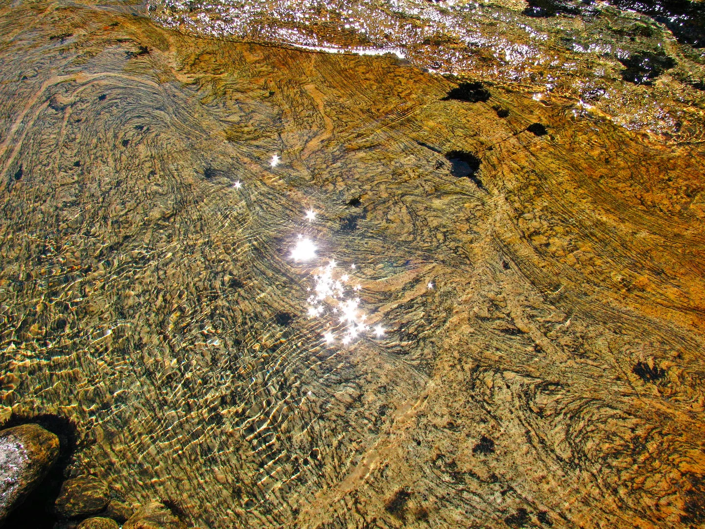 Stars in the flowing water