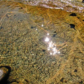 Stars in the flowing water