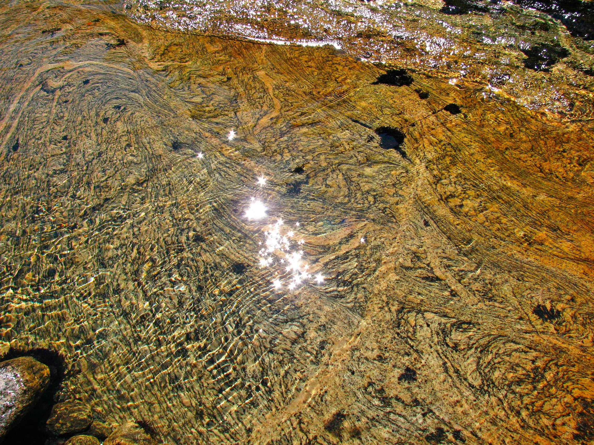 Stars in the flowing water