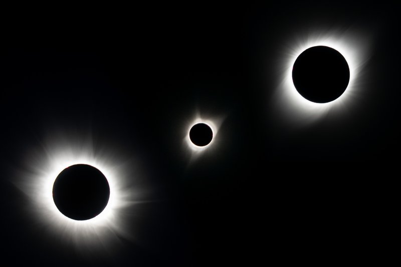 Total solar eclipses of 2015, 2017 and 2019