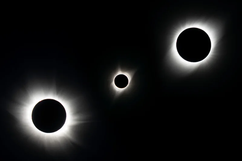Total solar eclipses of 2015, 2017 and 2019