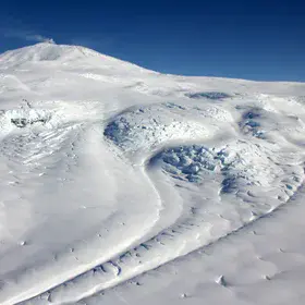 Aurora Glacier on Mount Erebus - the most active volcano in Antarctica