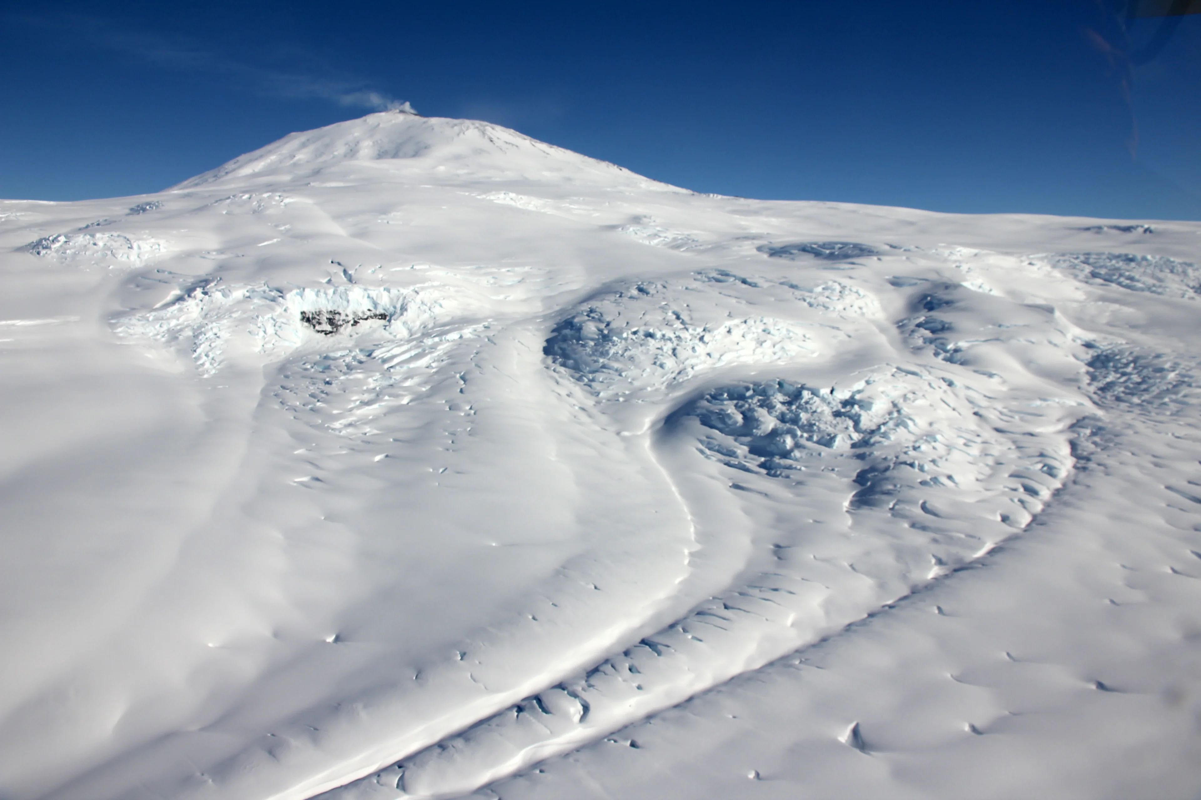 Aurora Glacier on Mount Erebus - the most active volcano in Antarctica