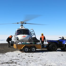 Loading a helicopter at Scott Base, Antarctica