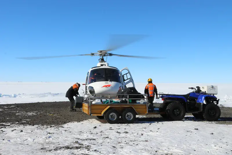 Loading a helicopter at Scott Base, Antarctica