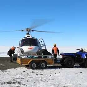 Loading a helicopter at Scott Base, Antarctica