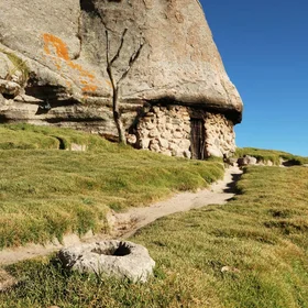 Houses carved in volcanic tuff at Pampachiri, Peru