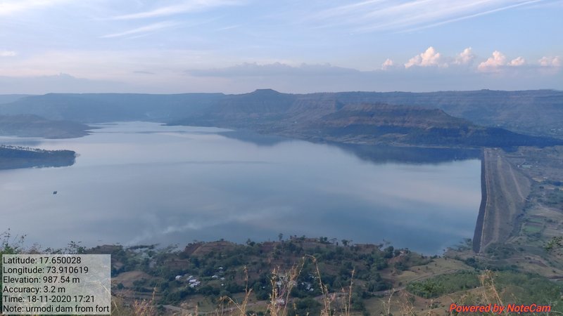 View of Urmodi Dam from Sajjangad , Satara , Maharashtra, India.