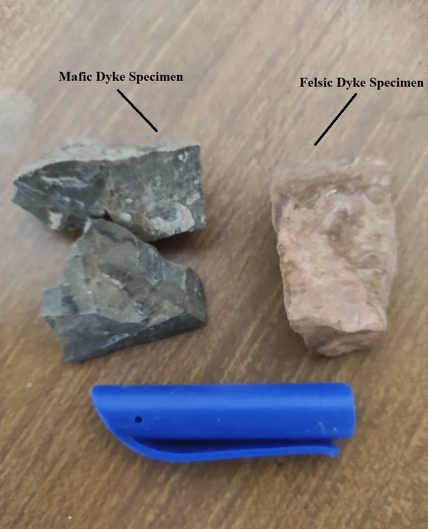 Two Specimens of Mafic and Felsic Dykes