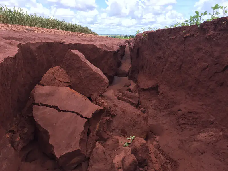 Soil erosion after heavy rainfall