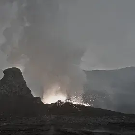 Lava spilling in Nyiragongos's crater