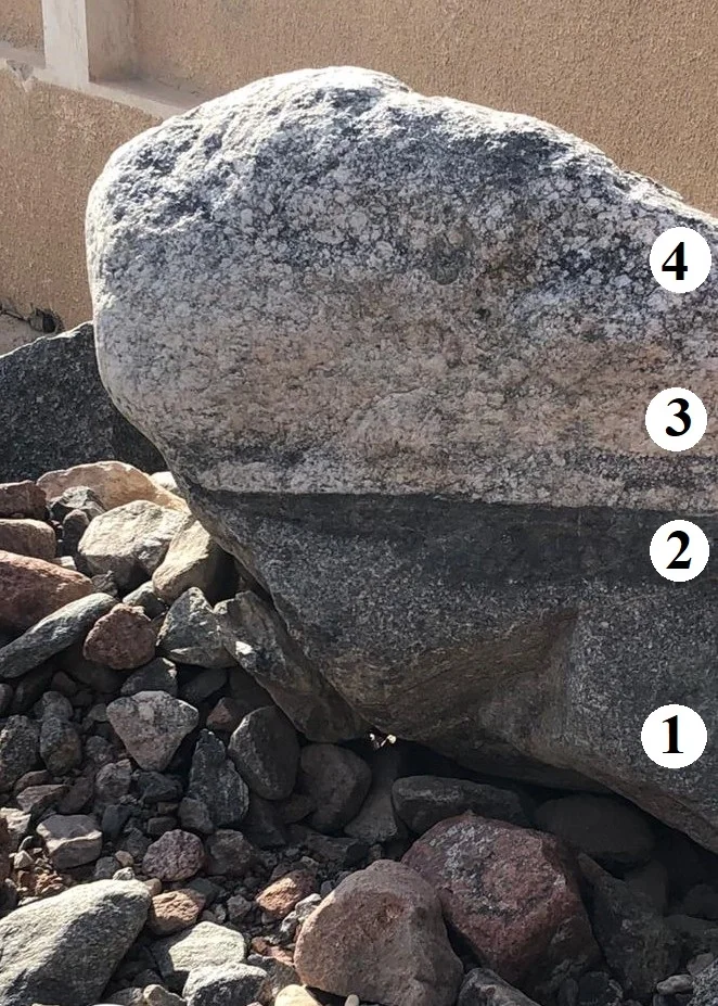 Block of Tonalite, Amphibolite, Migmatite, and Granodiorite