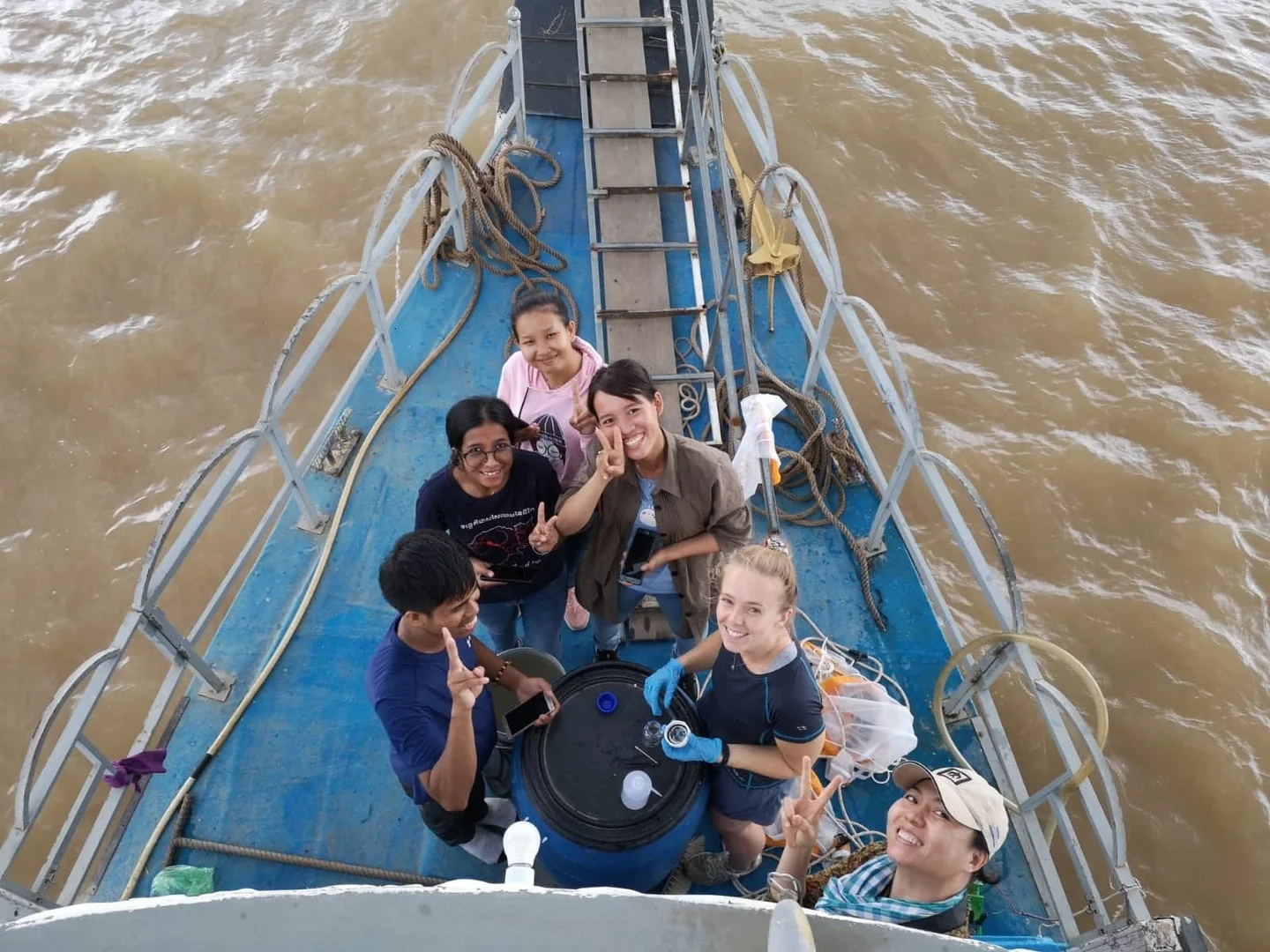 Collaborating to sample plastics in the Mekong River