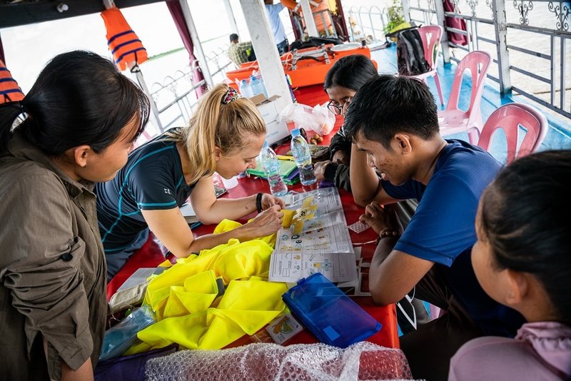 Collaborating to sample plastics in the Mekong River