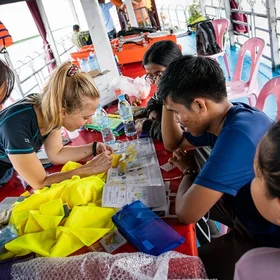 Collaborating to sample plastics in the Mekong River