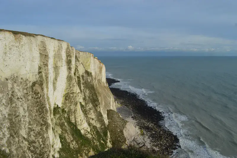 White Cliffs of Dover meeting the Strait of Dover.