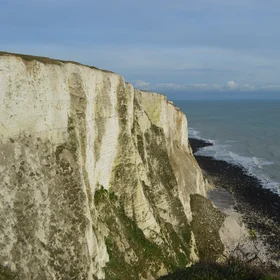 White Cliffs of Dover meeting the Strait of Dover.