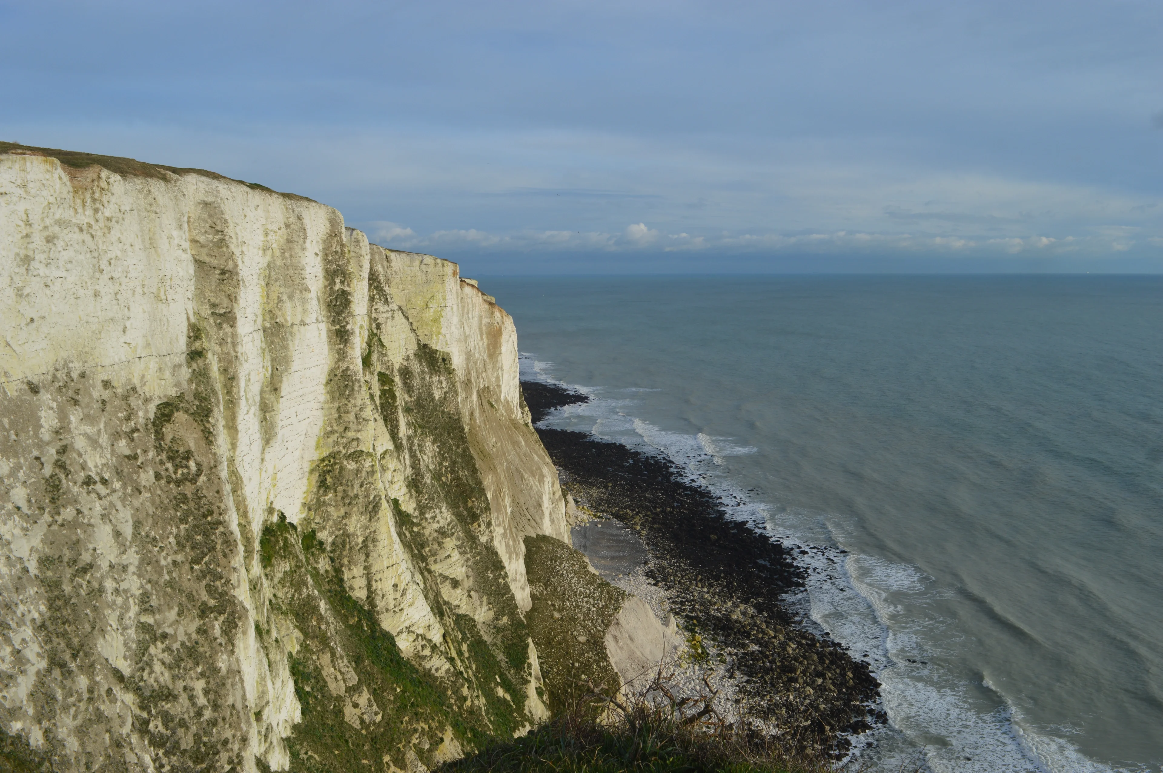 White Cliffs of Dover meeting the Strait of Dover.