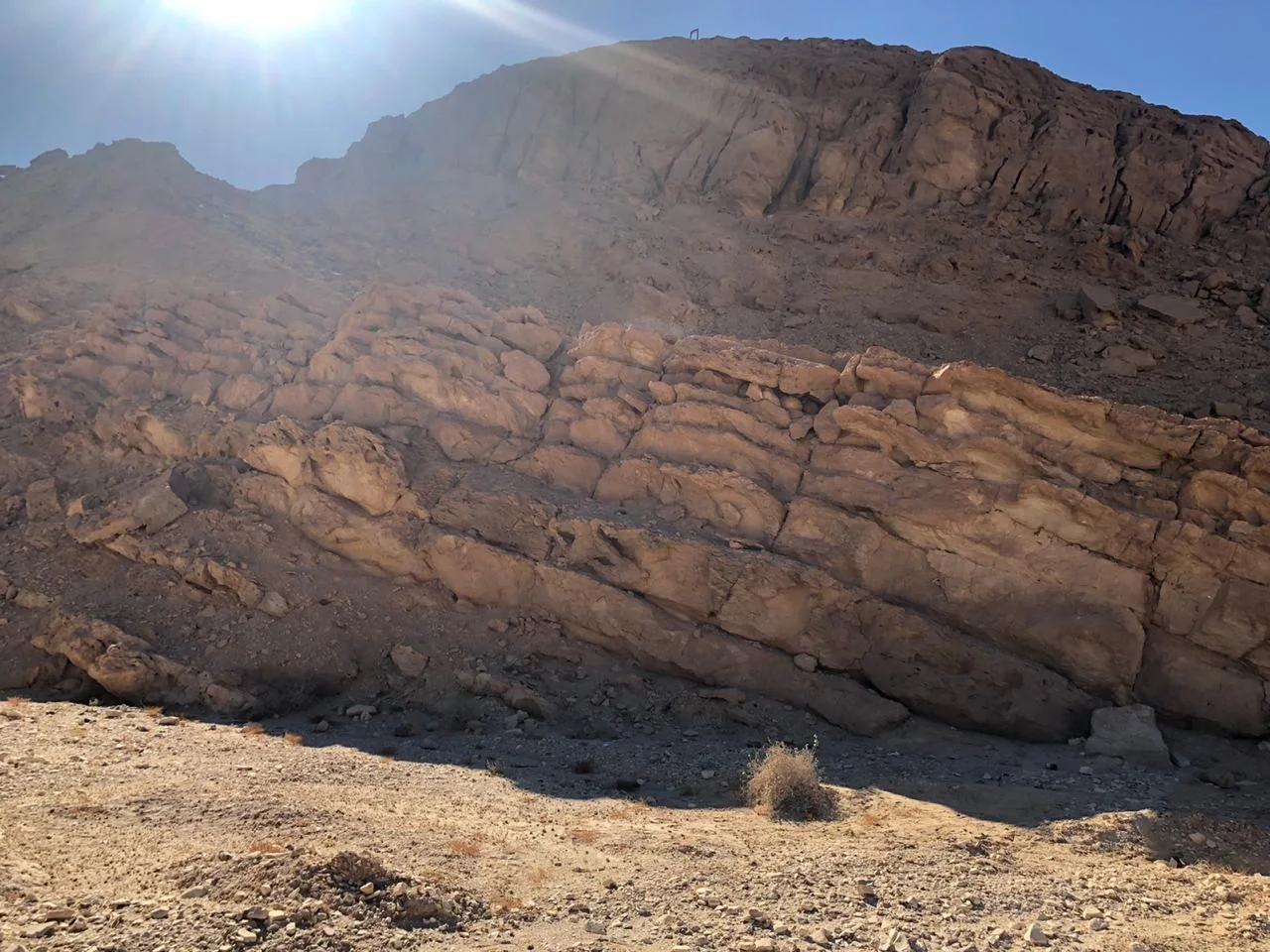 Outcrop of angular unconformity in sandstone, in Saint Catherine, South Saini, Egypt