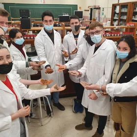 Students playing with soil physical properties